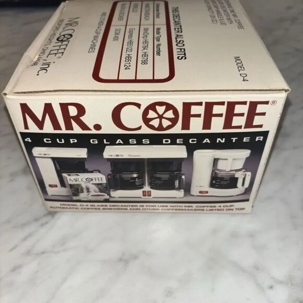 In Box Vintage Mr. Coffee 4 Cup Glass Coffee‎ Pot Decanter Model D-4 Replacement